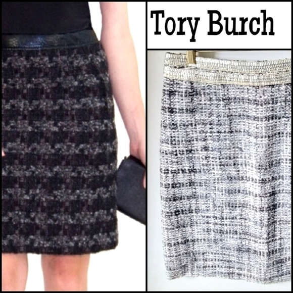 TORY BURCH Tweed Skirt w/Sequin Waistband 10! - Picture 1 of 6